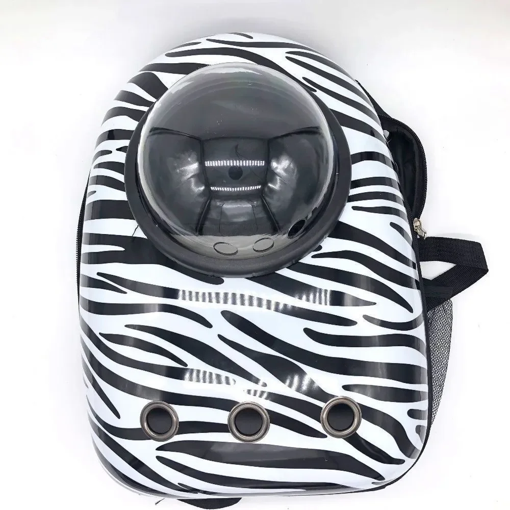Zebra Pattern Space Capsule Pet Backpack Carrier for Small Pet for Cat & Dogs